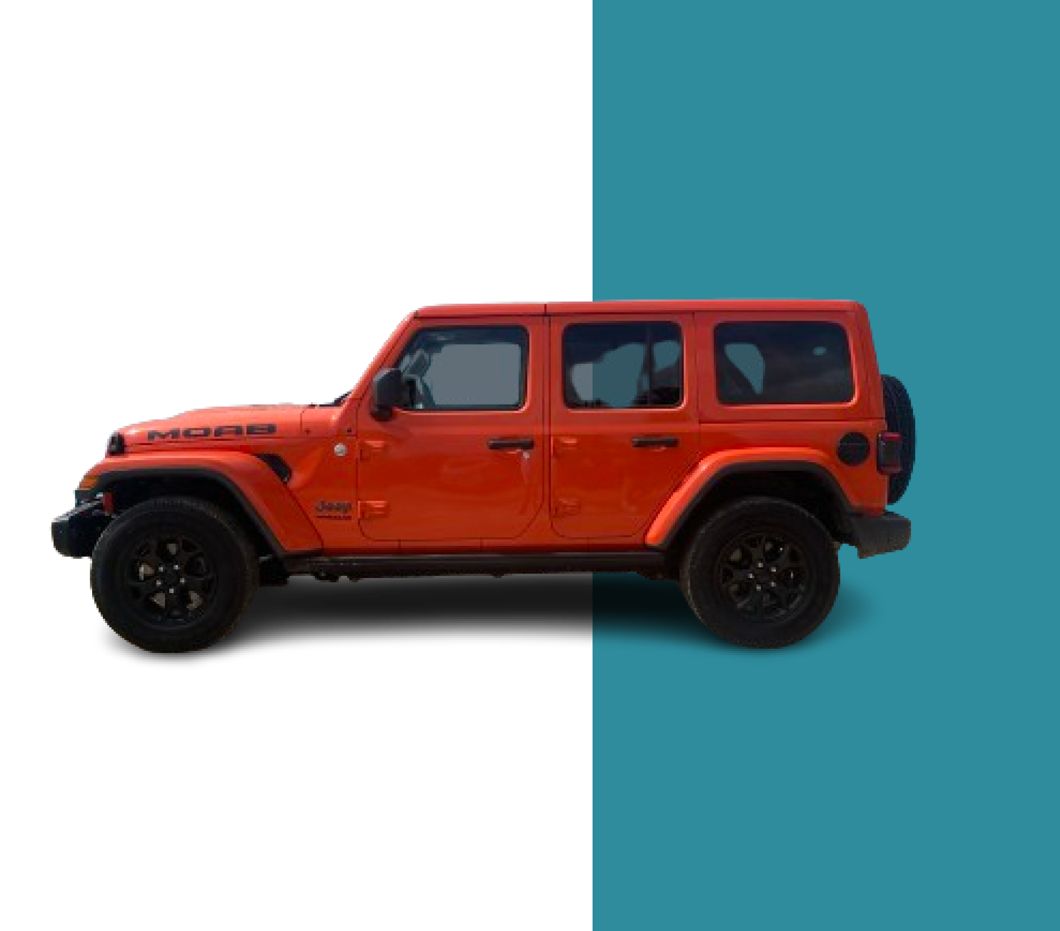 Zijaanzicht van de hoogwaardige Jeep Wrangler, ideaal voor de avontuurlijke wegen van Bonaire.