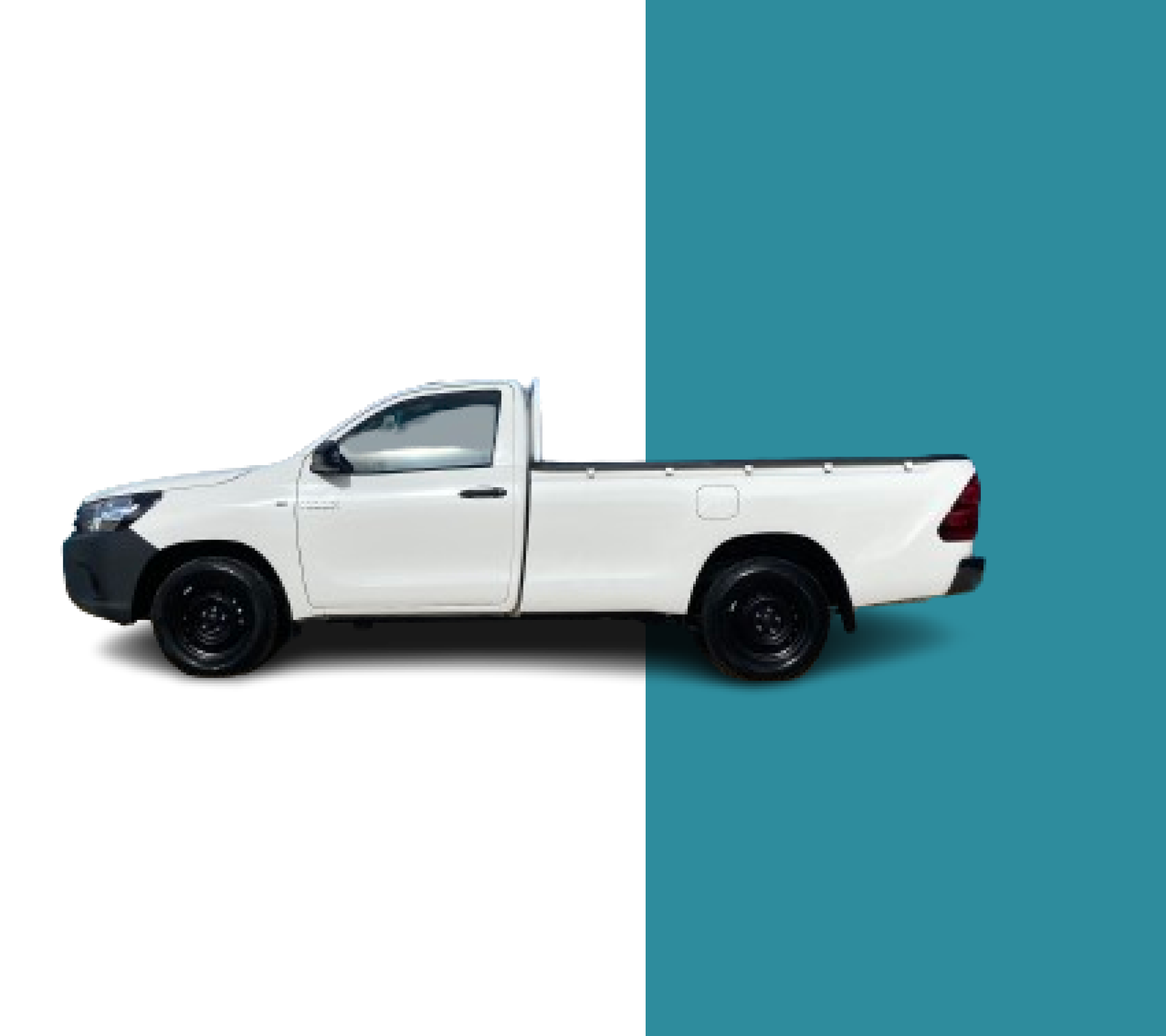 Een Toyota Hilux Low Deck voor 3 personen vanaf de zeikant.